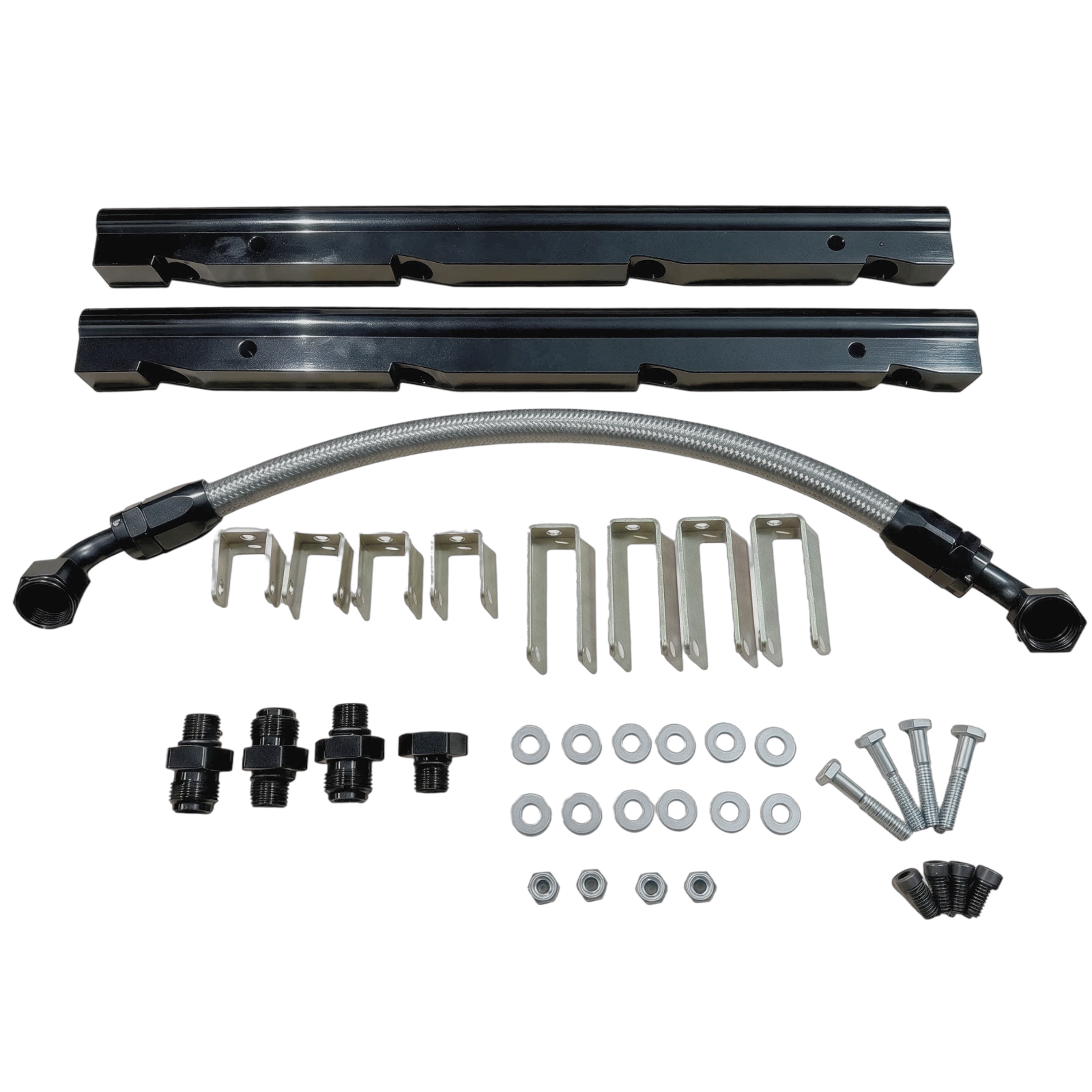 Haytalras 3638 Fuel Injection Fuel Rail Kit for #28095 #28455 #29085 LS Victor EFI Intake -6AN Black