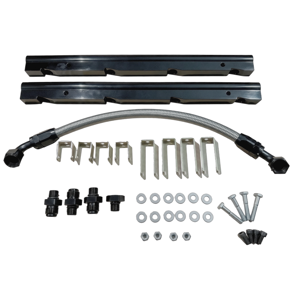 Haytalras 3638 Fuel Injection Fuel Rail Kit for #28095 #28455 #29085 LS Victor EFI Intake -6AN Black