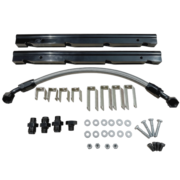 Haytalras 3638 Fuel Injection Fuel Rail Kit for #28095 #28455 #29085 LS Victor EFI Intake -6AN Black