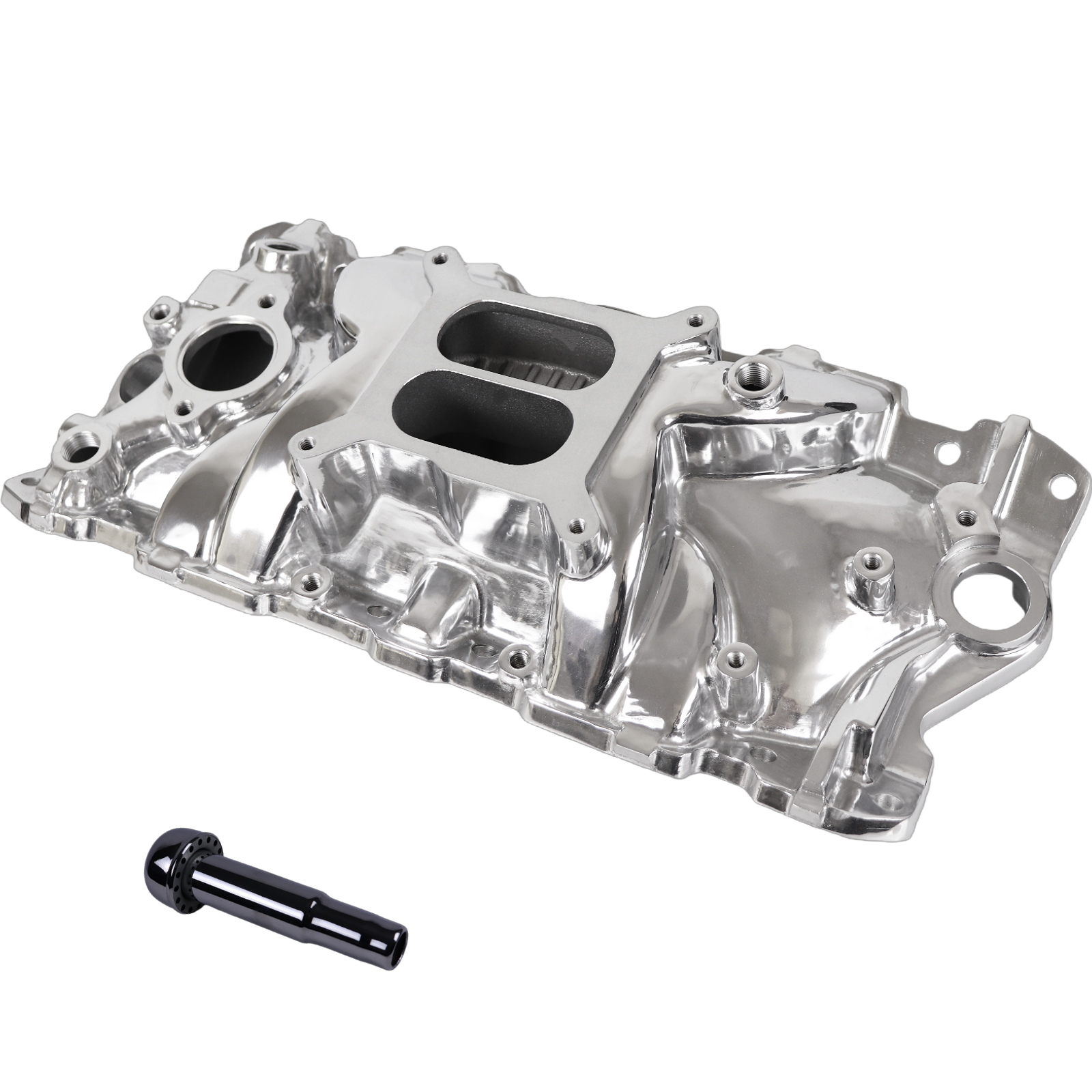Haytalras 2703 Chevy SBC Dual Plane Square Bore Intake Manifold with Oil Fill Tube 1955-1986 262-400