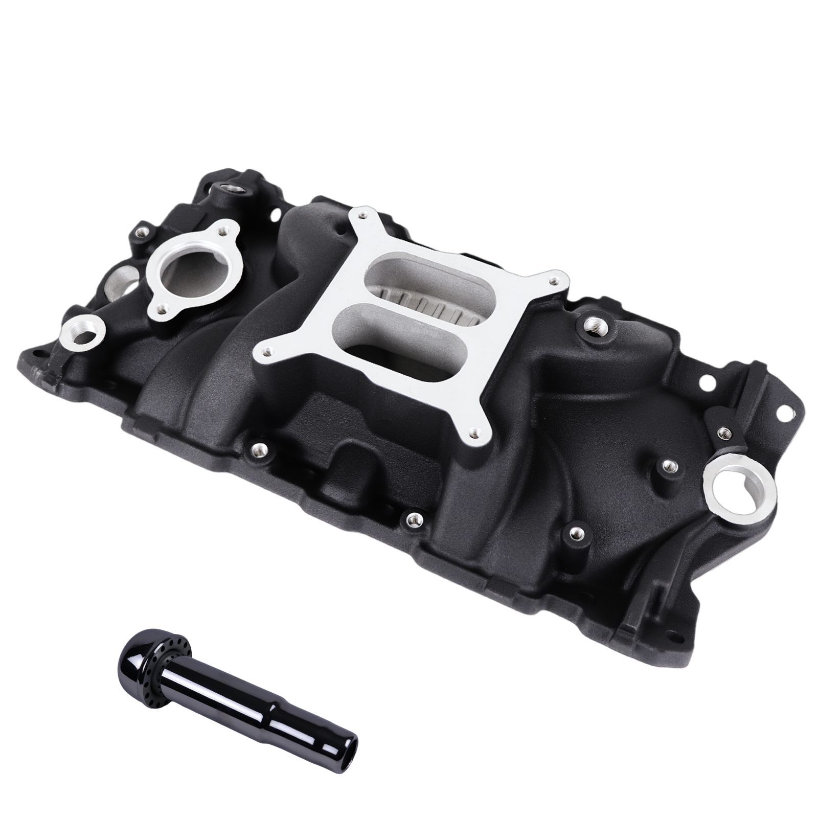 Haytalras 2703 Chevy SBC Dual Plane Square Bore Intake Manifold with Oil Fill Tube 1955-1986 262-400