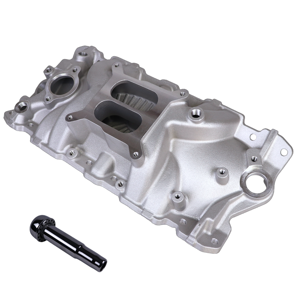 Haytalras 2703 Chevy SBC Dual Plane Square Bore Intake Manifold with Oil Fill Tube 1955-1986 262-400