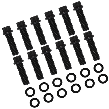 Haytalras Intake Manifold Bolt Kit ChryslerV8 SBC V6 Blazer 90A° SB Set of 3/8" and 1-1/8" Black - product image 1
