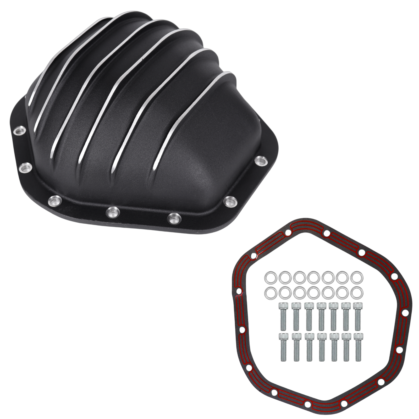 Haytalras For Chevy GMC 10.5in 14Bolt Rear Aluminum Differential Cover with Gasket & Bolts Black - product image 1