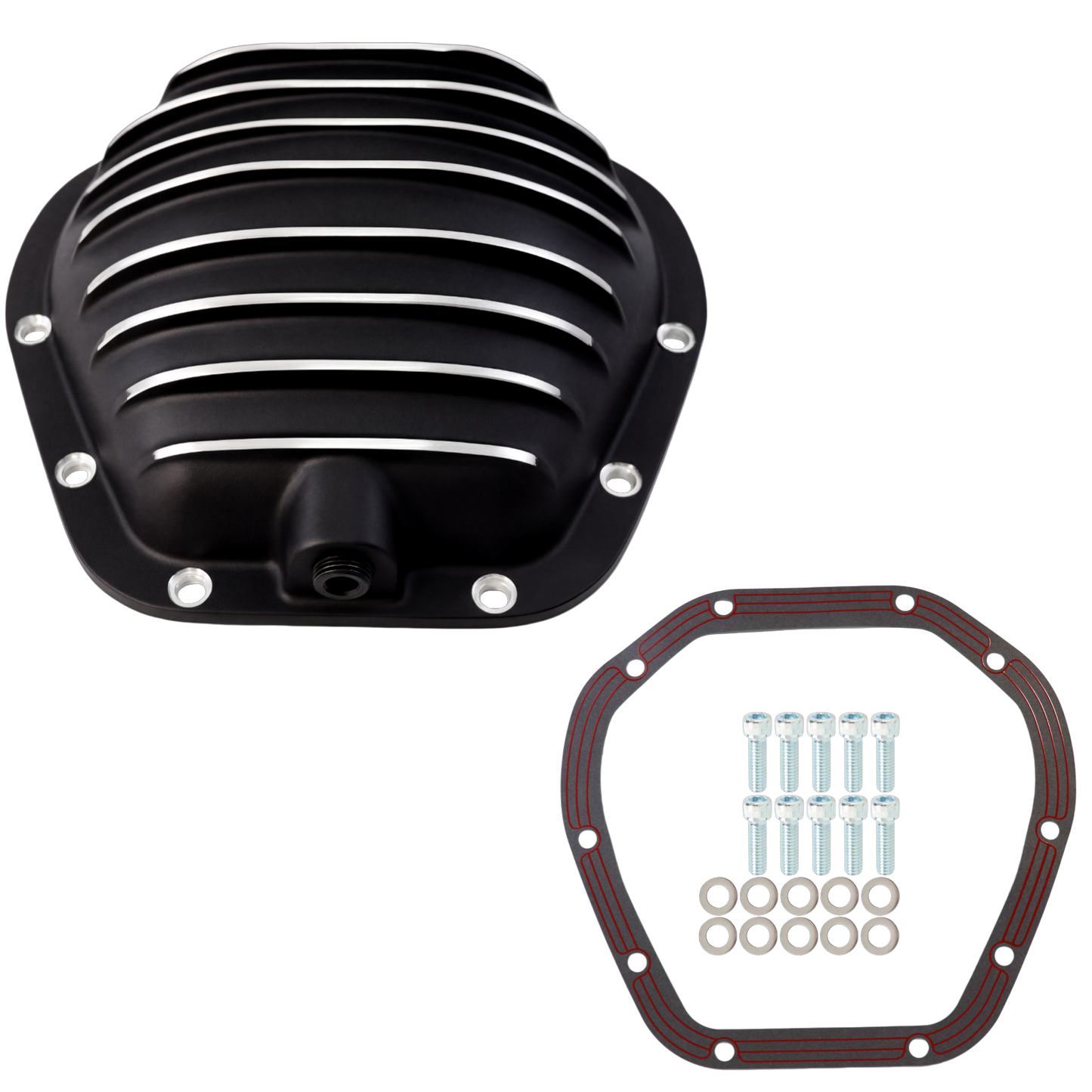 Haytalras Rear Aluminum Differential Cover For Dana 60 10-Bolt w/Gasket & Drain Plug Black - product image 1