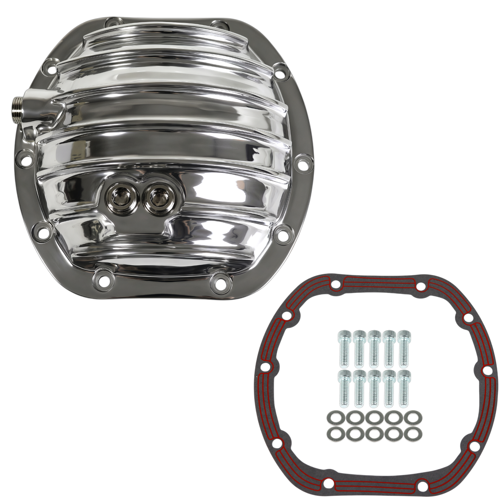 Haytalras Rear Differential Cover with Gasket & Drain Plug For Jeep D25 27 30 10-Bolt Polished - product image 1