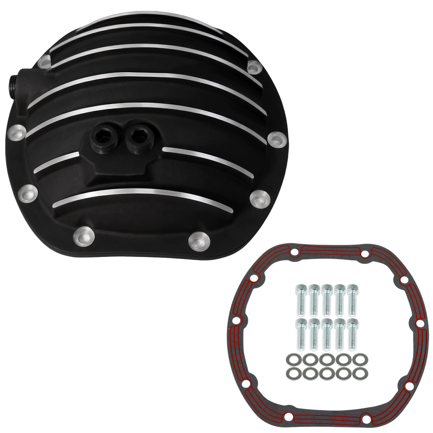 Haytalras Rear Differential Cover with Gasket & Drain Plug For Jeep D25 27 30 10-Bolt Black - product image 1