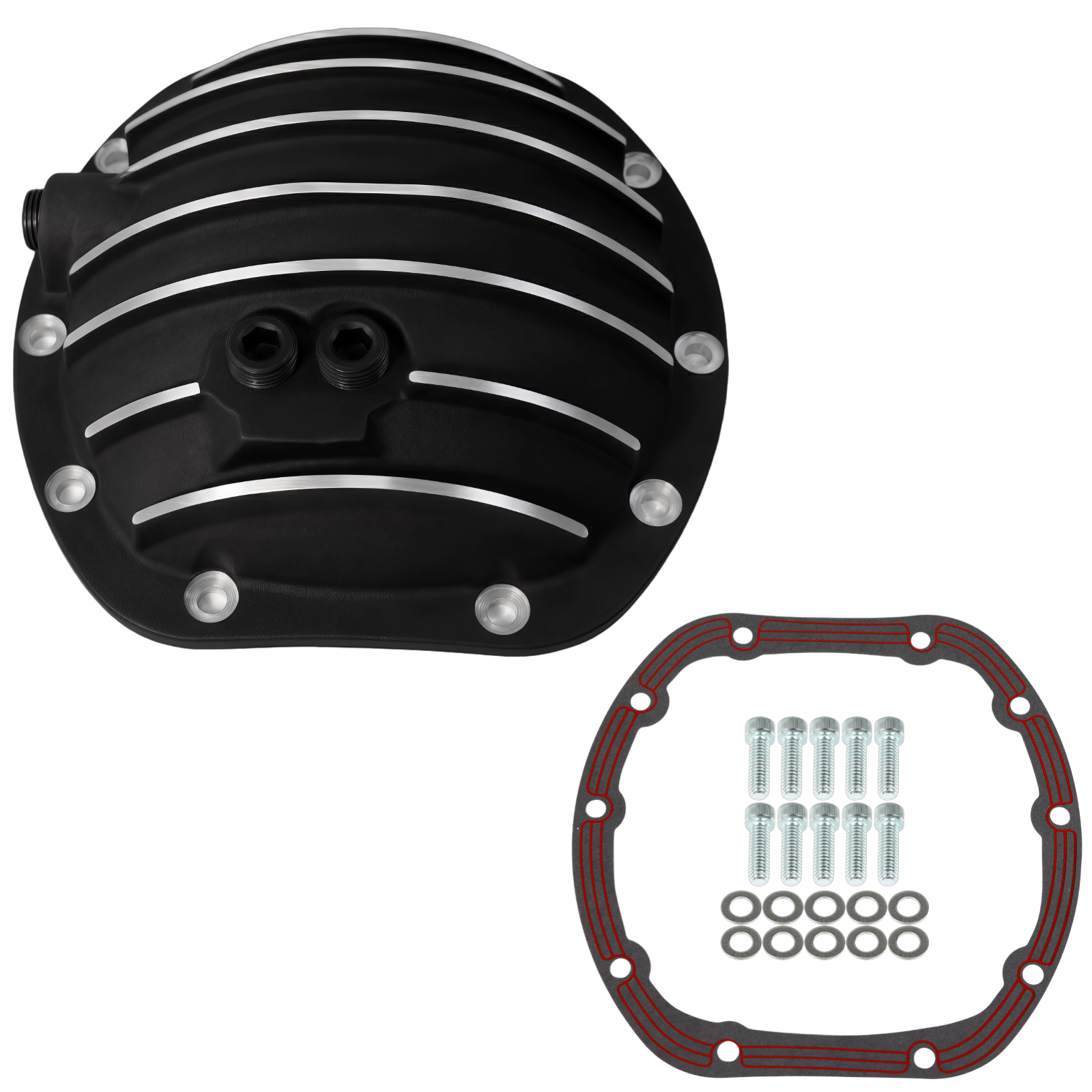 Haytalras Rear Differential Cover with Gasket & Drain Plug For Jeep D25 27 30 10-Bolt Black - product image 1